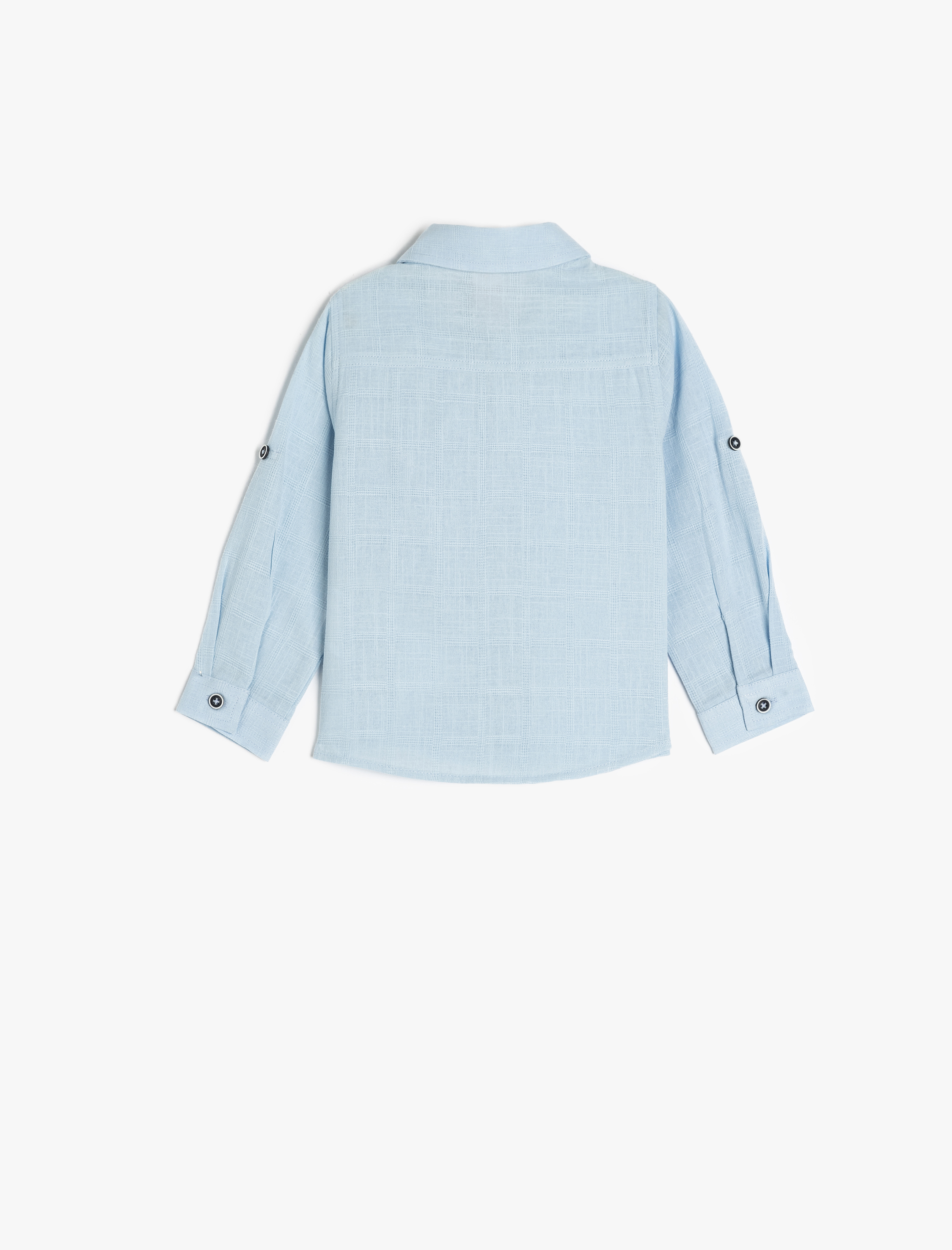  Erkek Bebek Pamuklu Cep Detaylı Uzun Kollu Basic Gömlek