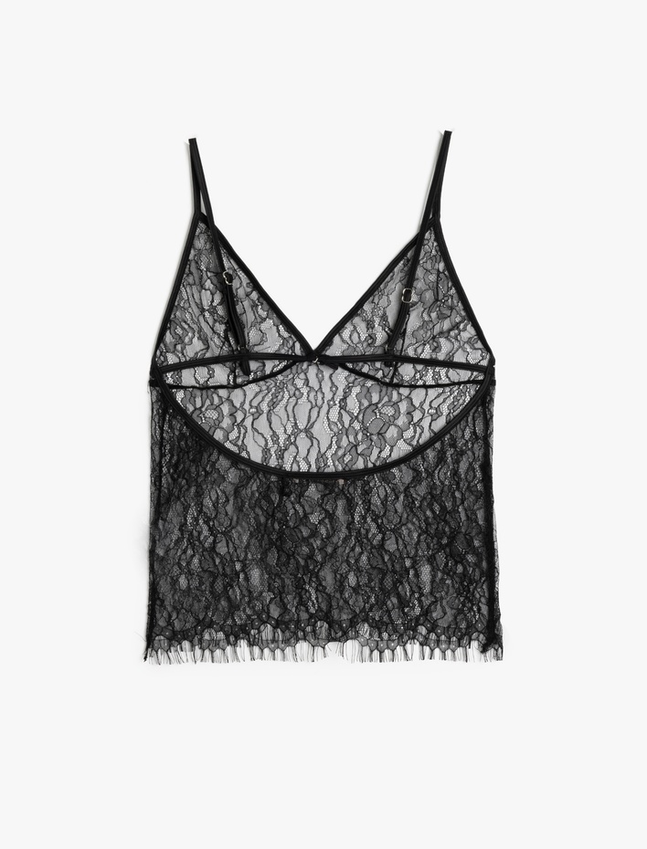  Transparan Dantelli İnce Askılı Atlet