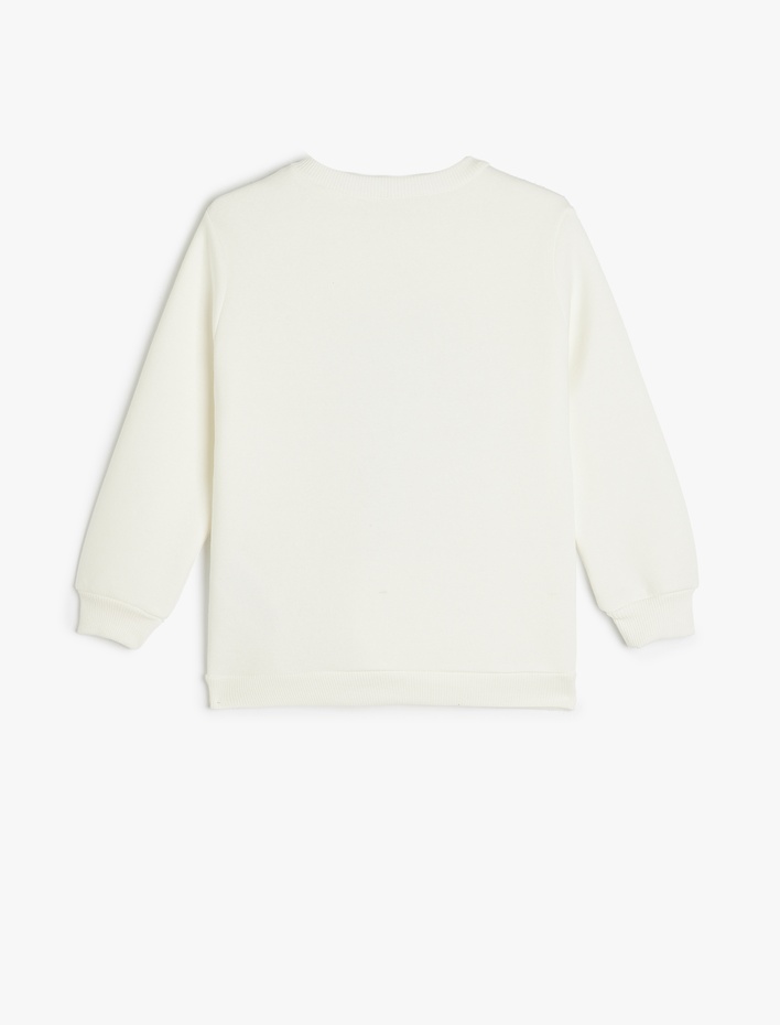 Erkek Çocuk Kurt Baskılı Bisiklet Yaka Uzun Kollu Şardonlu Sweatshirt