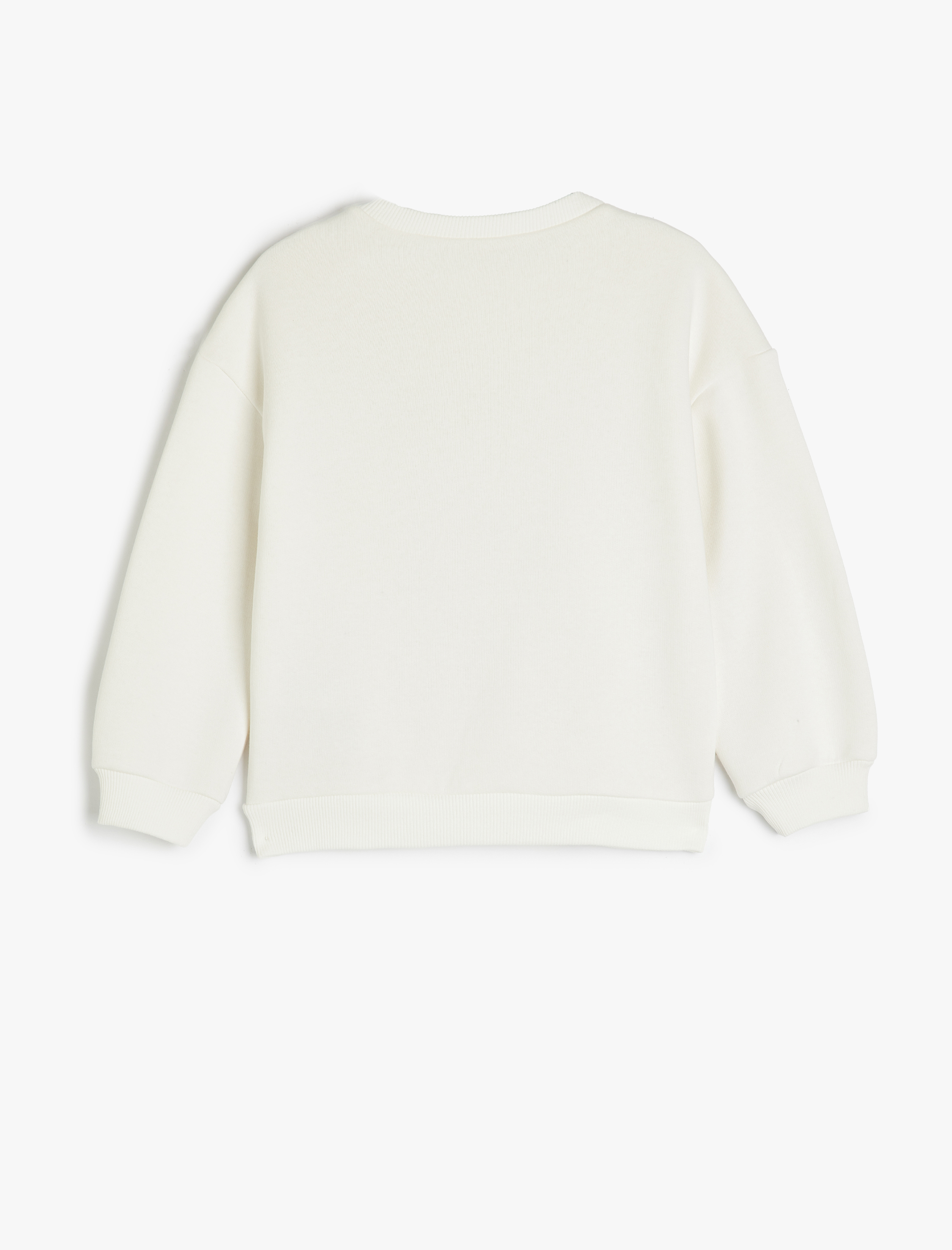  Kız Çocuk Slogan Baskılı Uzun Kollu Bisiklet Yaka Şardonlu Sweatshirt