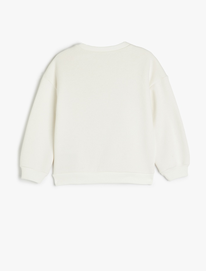 Kız Çocuk Slogan Baskılı Uzun Kollu Bisiklet Yaka Şardonlu Sweatshirt