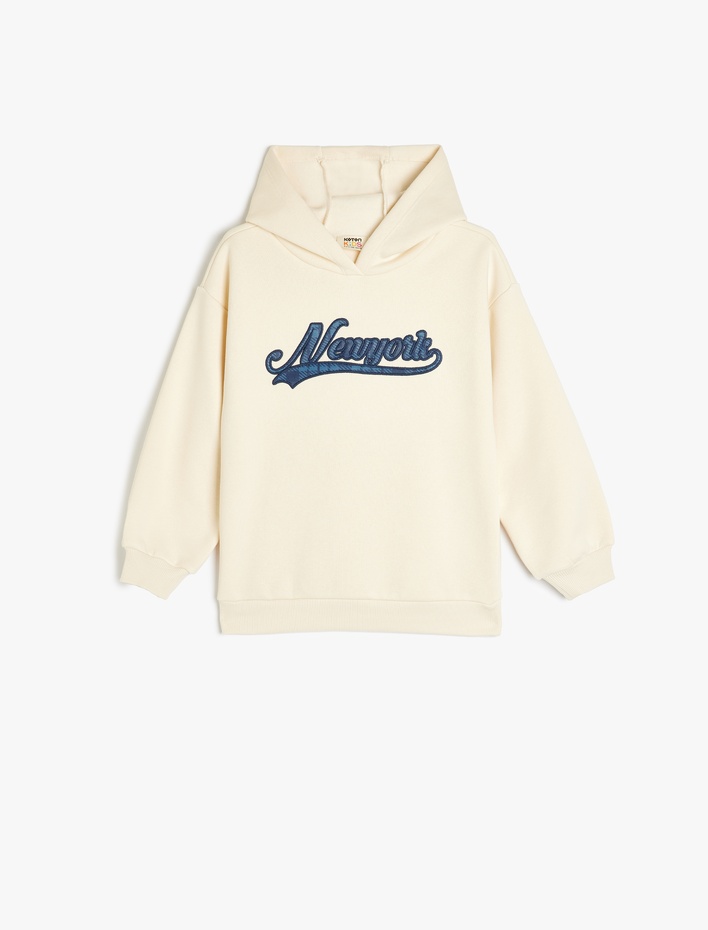 Kız Çocuk New York Nakış Detaylı Uzun Kollu Kapüşonlu Sweatshirt