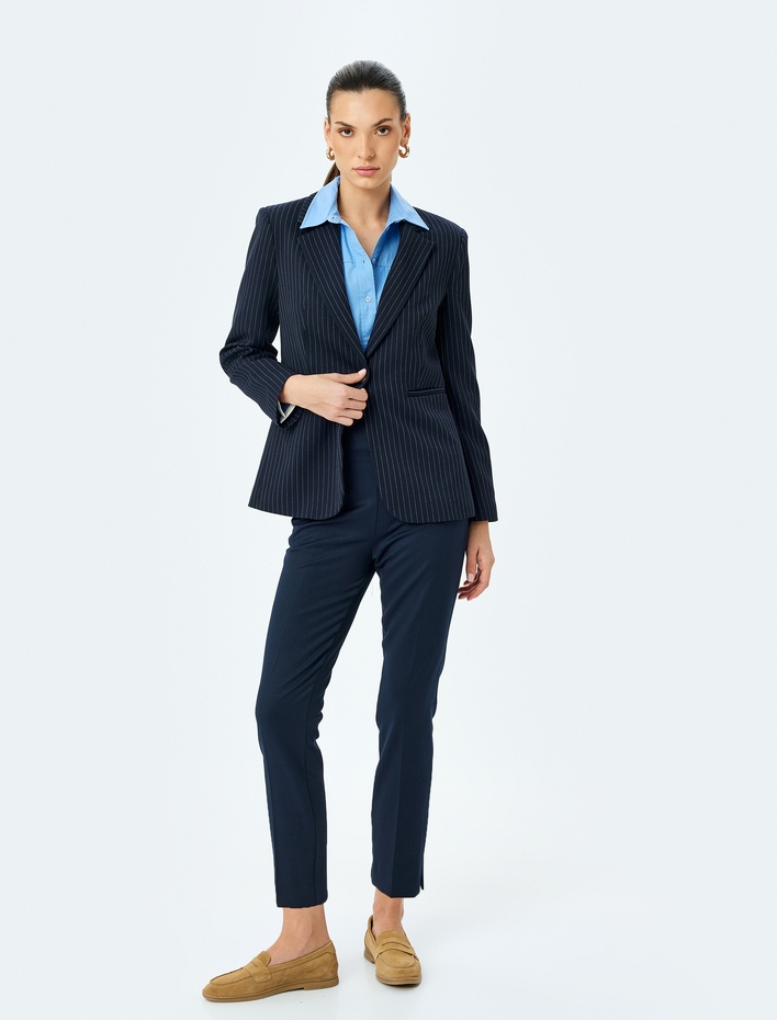  Yandan Fermuar Kapamalı Yüksek Bel Slim Fit Cigarette Pantolon