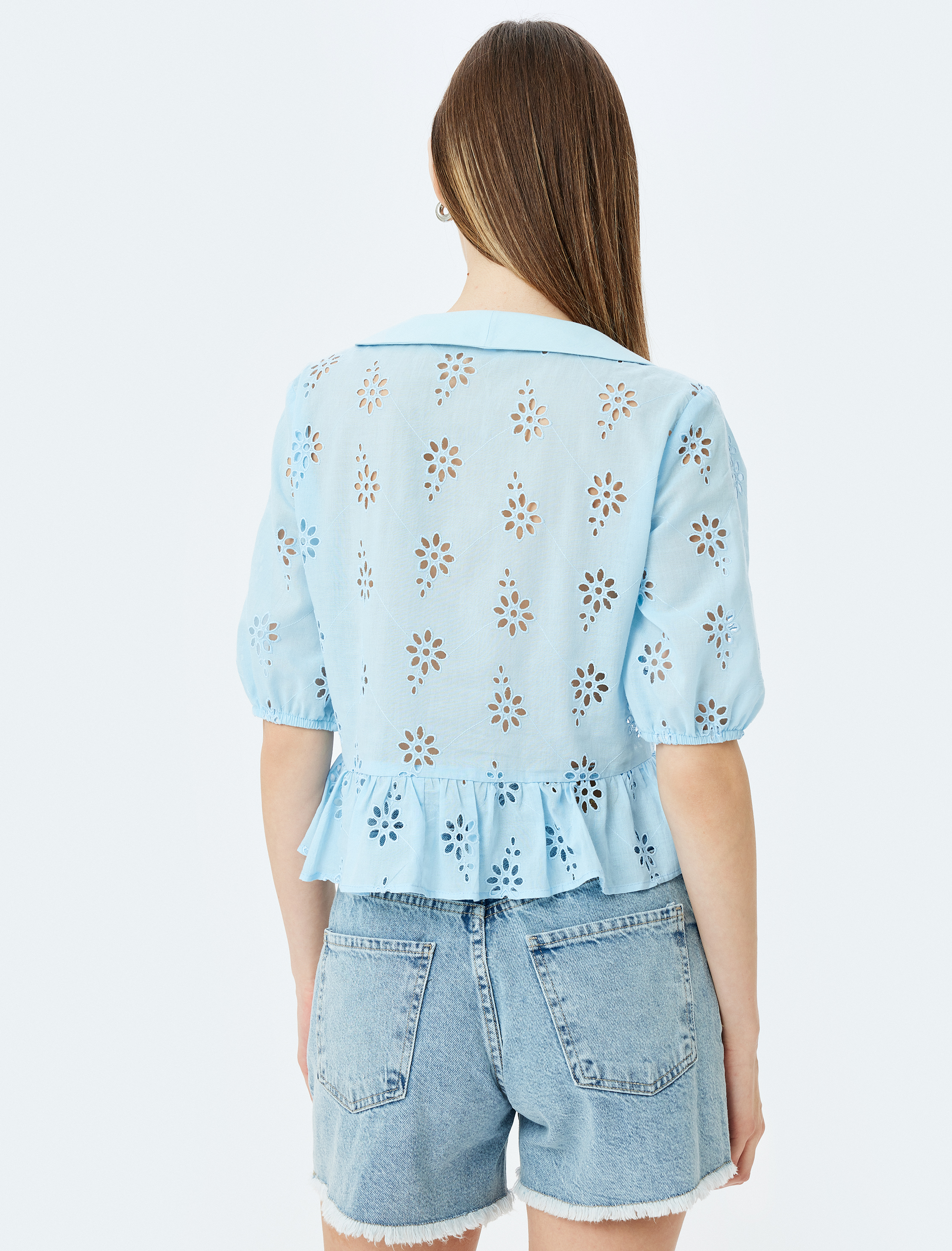   Balon Kol Bağlama Detaylı Crop Fisto Bluz