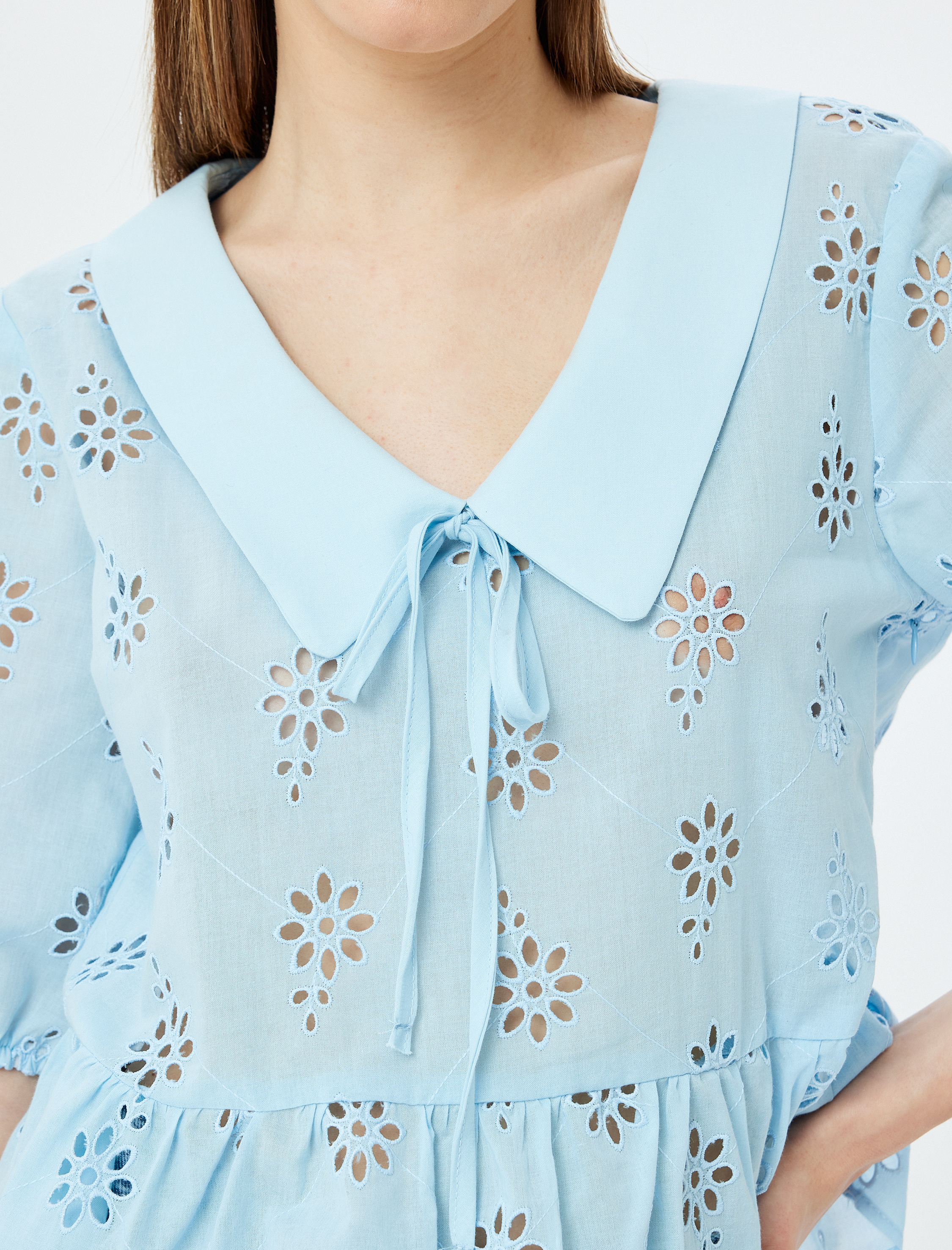   Balon Kol Bağlama Detaylı Crop Fisto Bluz