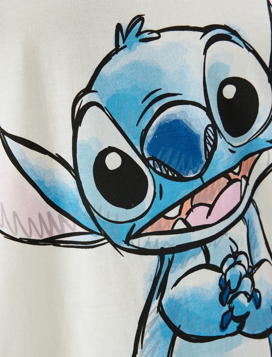   Stitch Lisanslı Baskılı Oversize Kısa Kollu Tişört