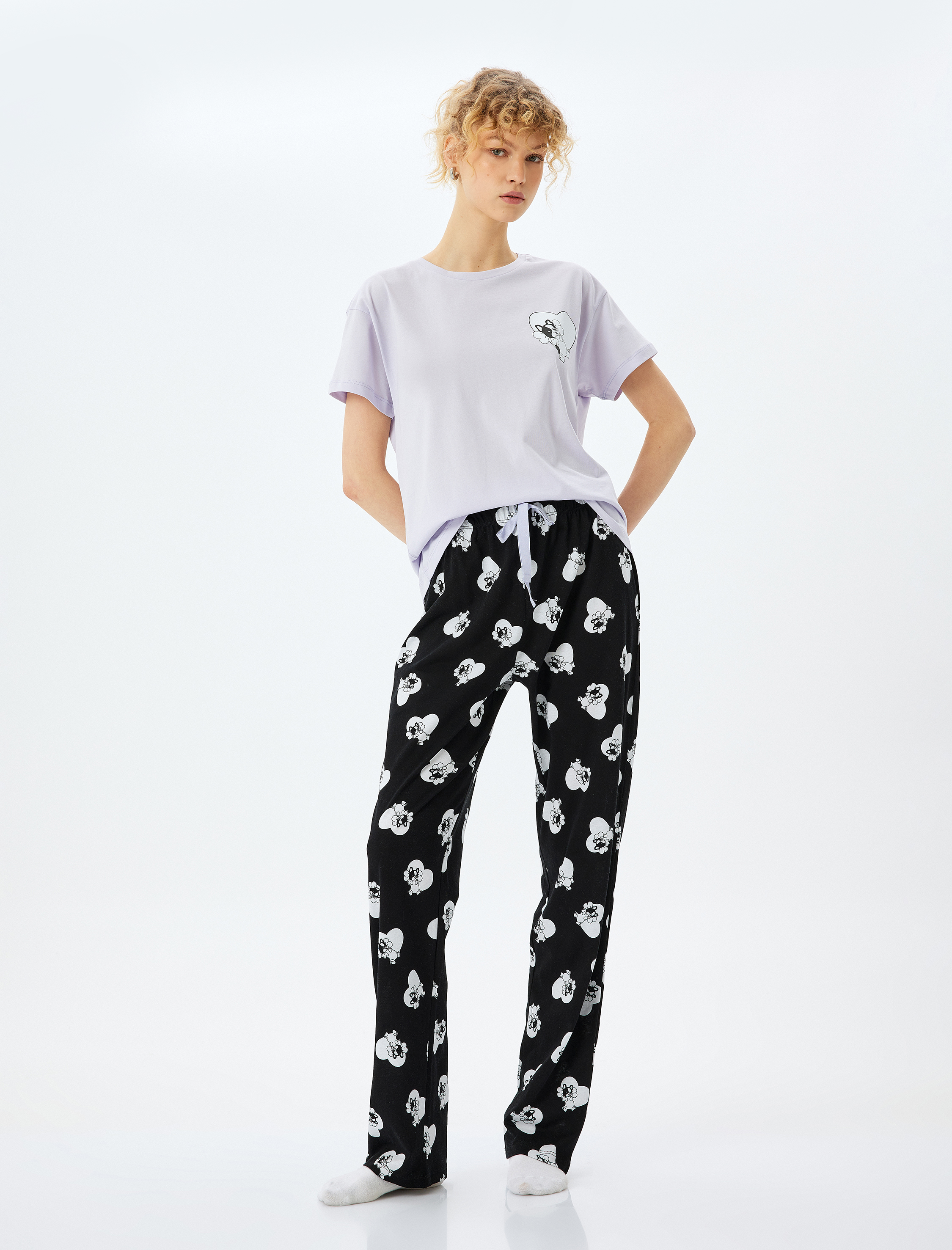   Pamuklu Kalpli Köpek Grafik Baskılı Pijama Takımı