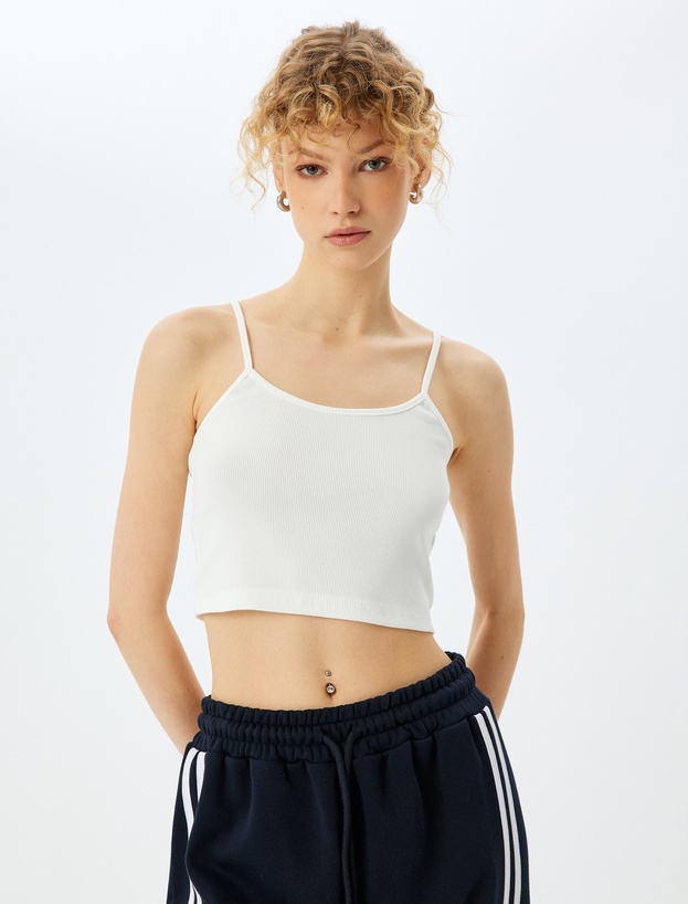 İp Askılı Kolsuz Slim Fit Crop Bluz_2
