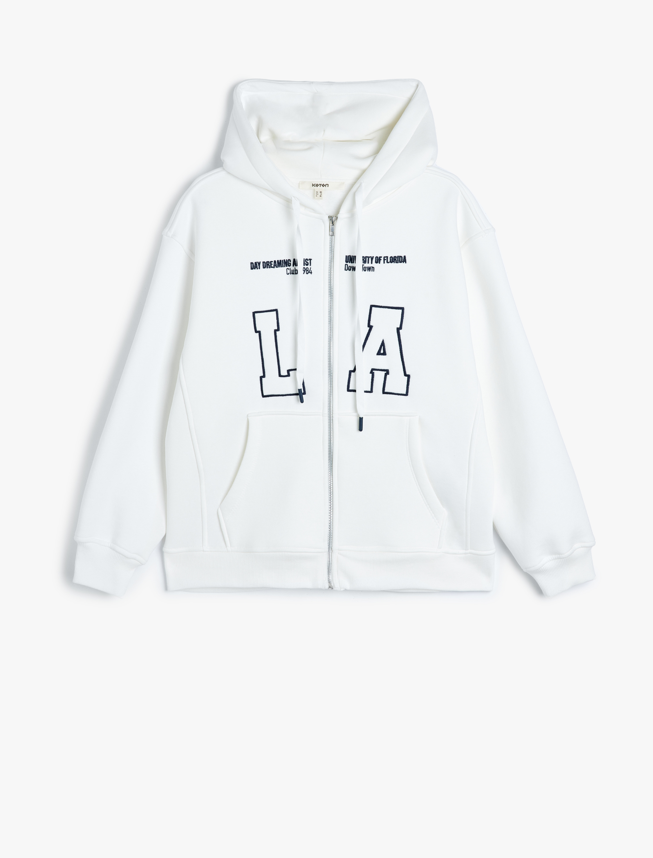   Üç İplik Şardonlu Nakış Detaylı Cepli Kapüşonlu Sweatshirt