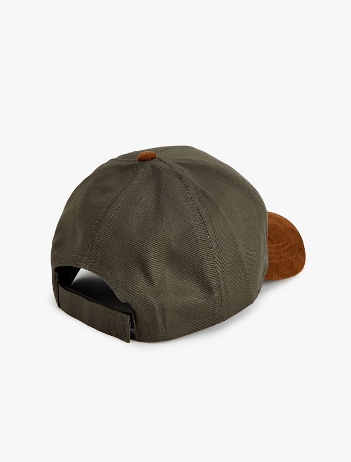 Erkek Pamuklu Slogan Baskılı Etiketli Suni Süet Detaylı Kep Şapka