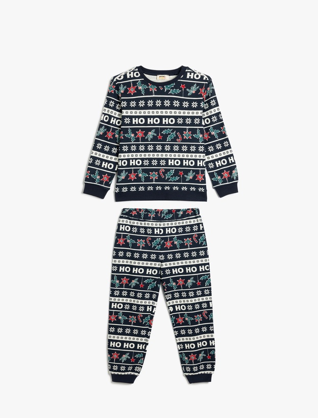 Yılbaşı Baskılı Pijama Takımı Pamuklu_0