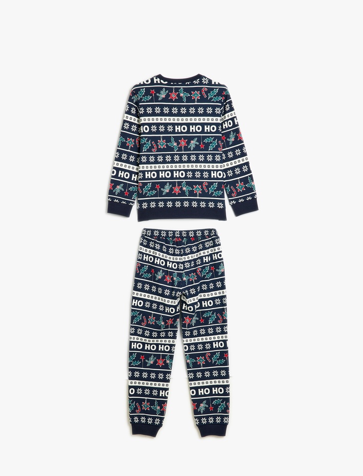 Kız Çocuk Pamuklu Yılbaşı Temalı Uzun Kollu Pijama Takımı