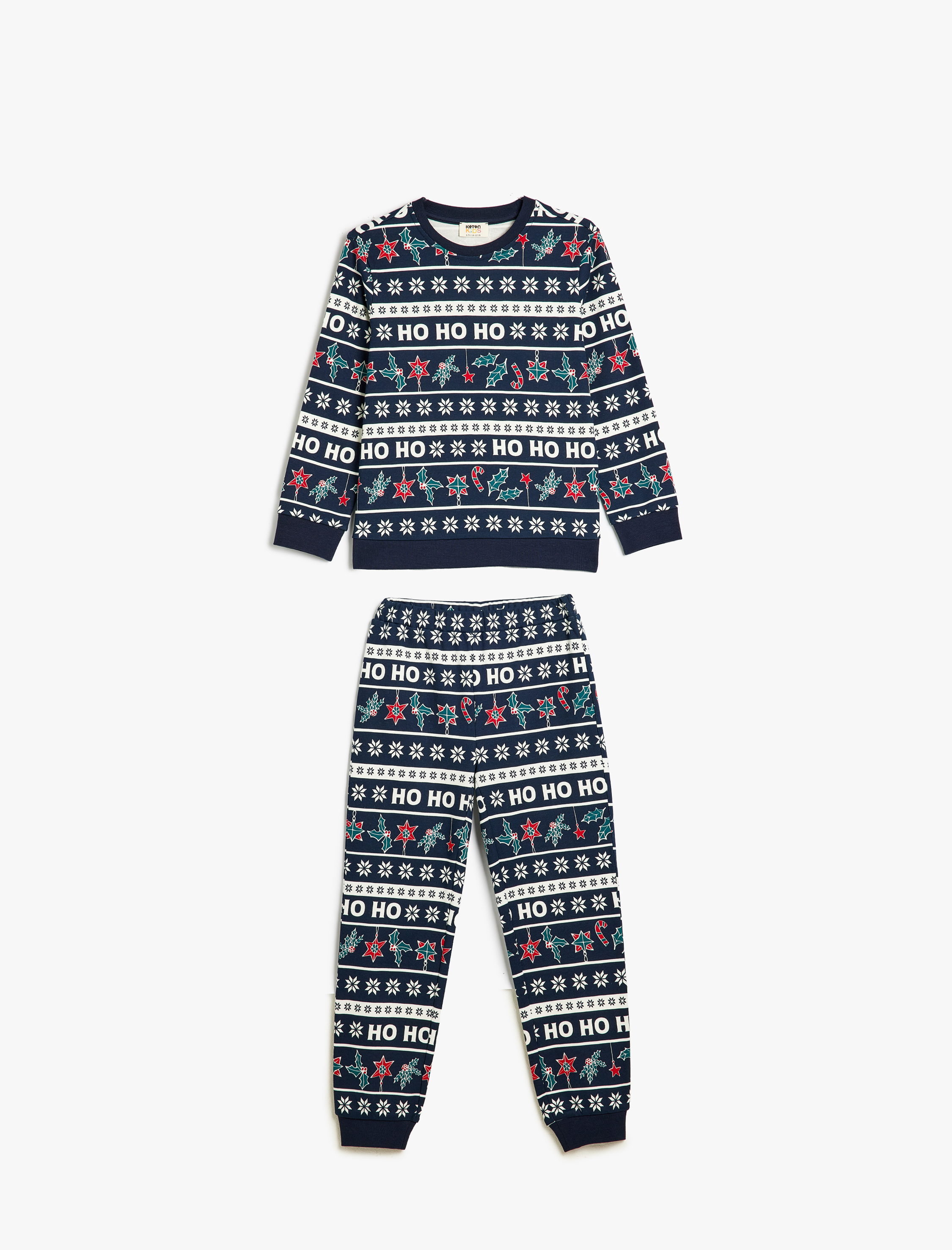 Koton Pamuklu Yılbaşı Temalı Uzun Kollu Pijama Takımı -1