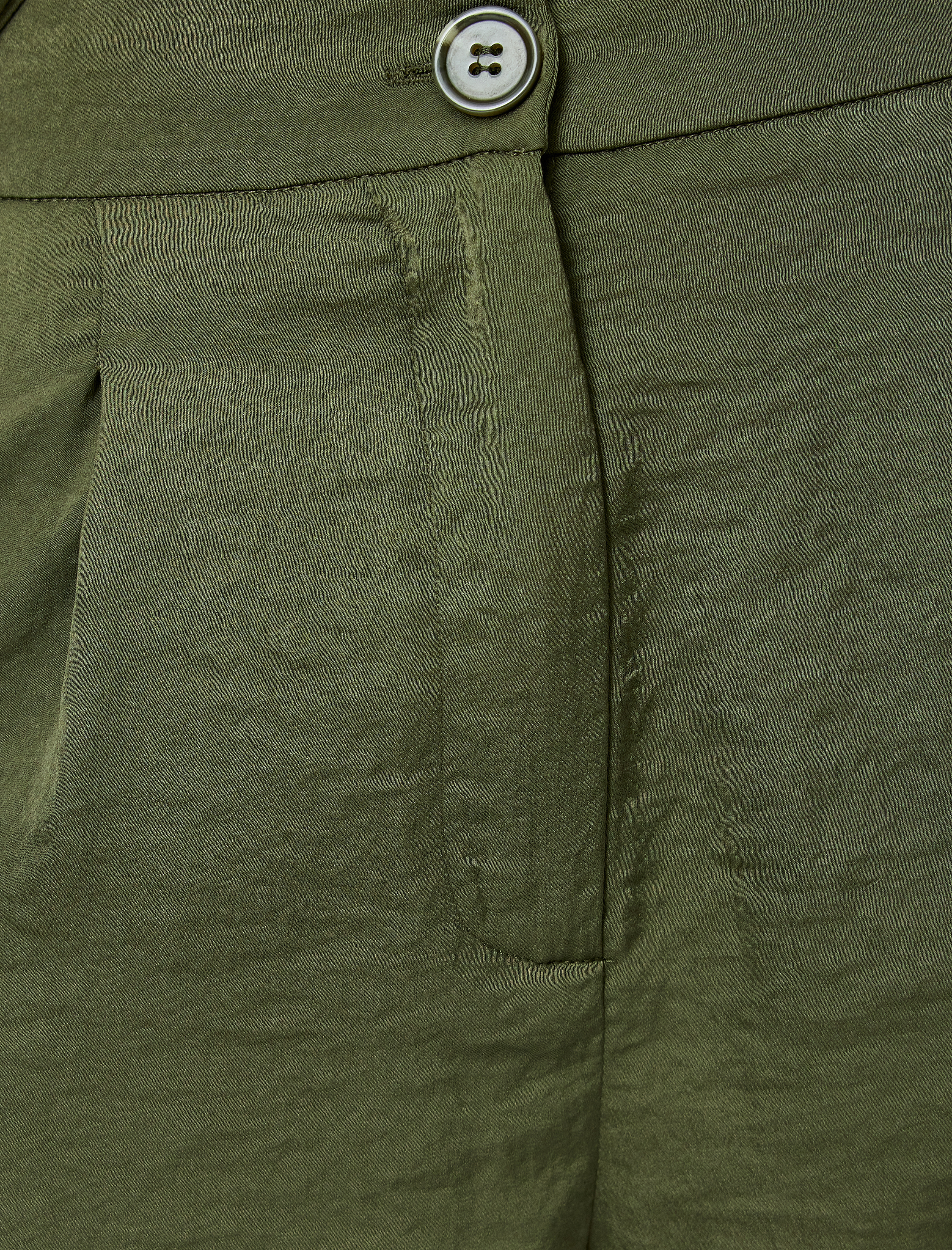   Pile Detaylı Cepli Bol Paça Aerobin Saten Pantolon