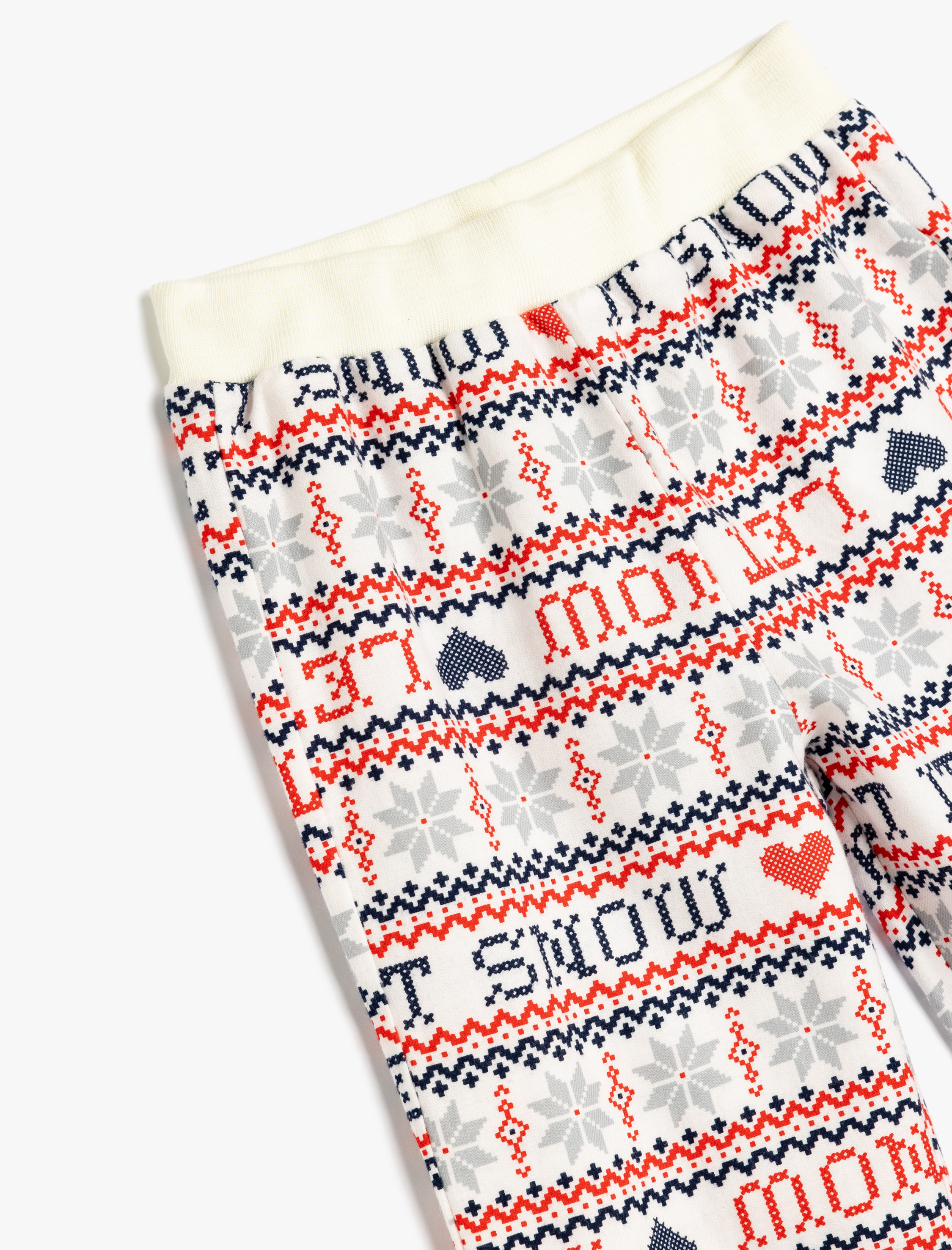 Kız Çocuk Yılbaşı Desenli Beli Lastikli Pamuklu Pijama Altı