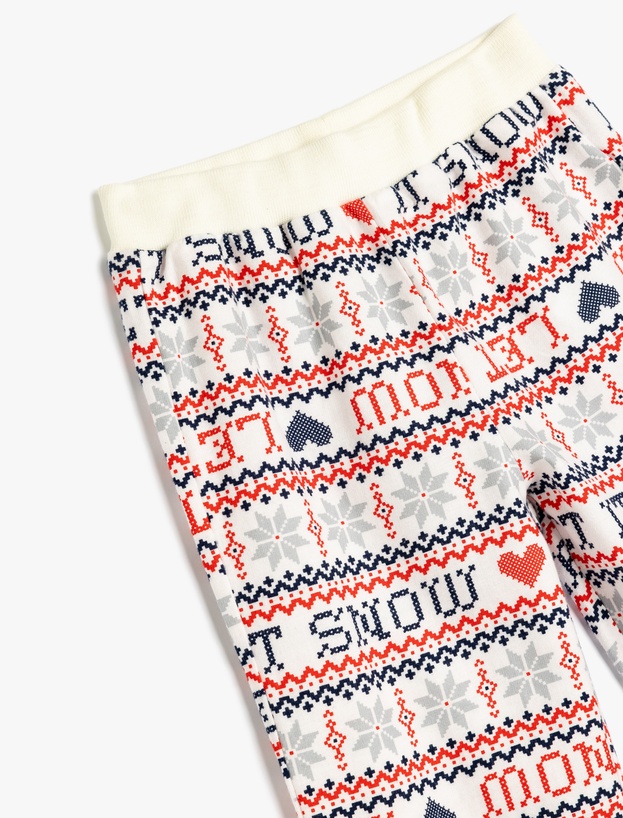 Yılbaşı Desenli Beli Lastikli Pamuklu Pijama Altı_2