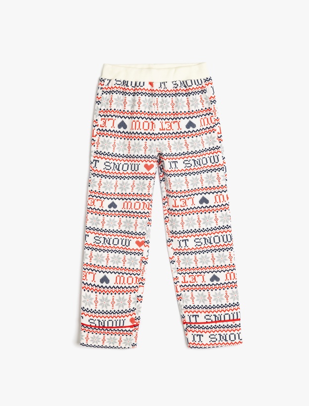 Yılbaşı Desenli Beli Lastikli Pamuklu Pijama Altı_0