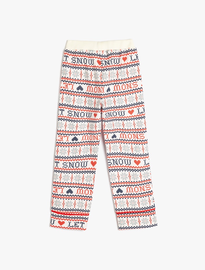 Kız Çocuk Yılbaşı Desenli Beli Lastikli Pamuklu Pijama Altı