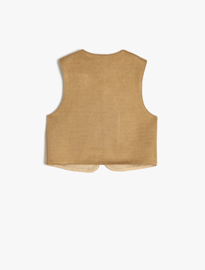 Kız Bebek Çiçek İşleme Detaylı Kolsuz Pamuklu Yelek