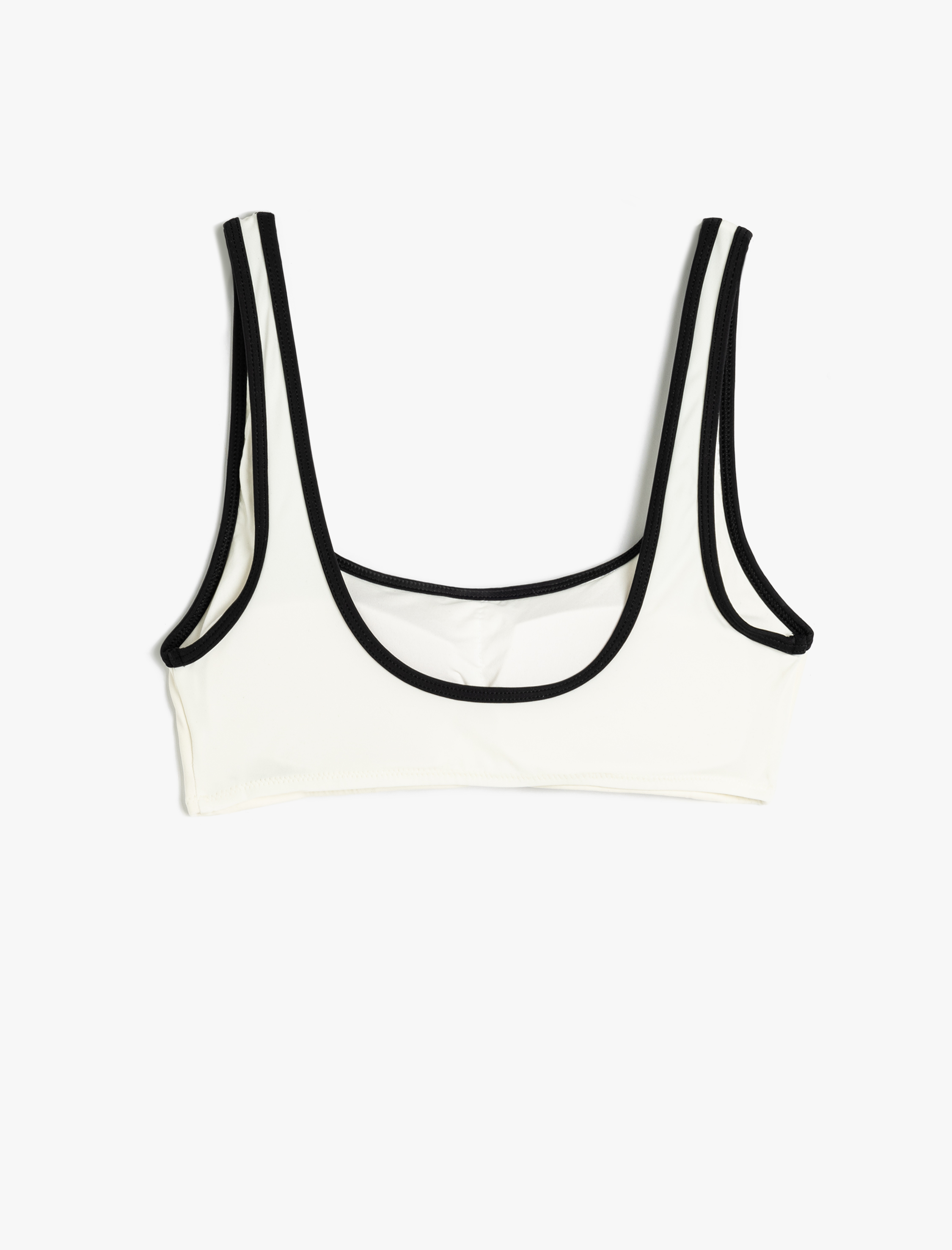   Renk Kontrastlı Çizgili U Yaka Bikini Üstü