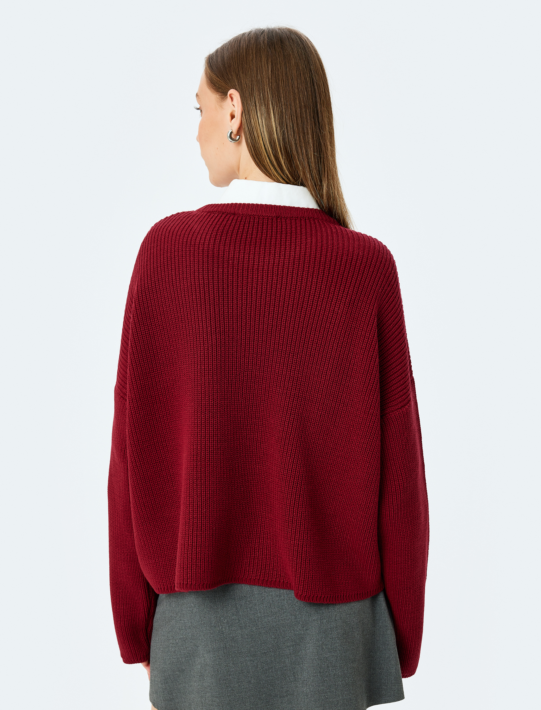   Basic Triko Kazak Yuvarlak Yaka Uzun Kollu Regular Fit