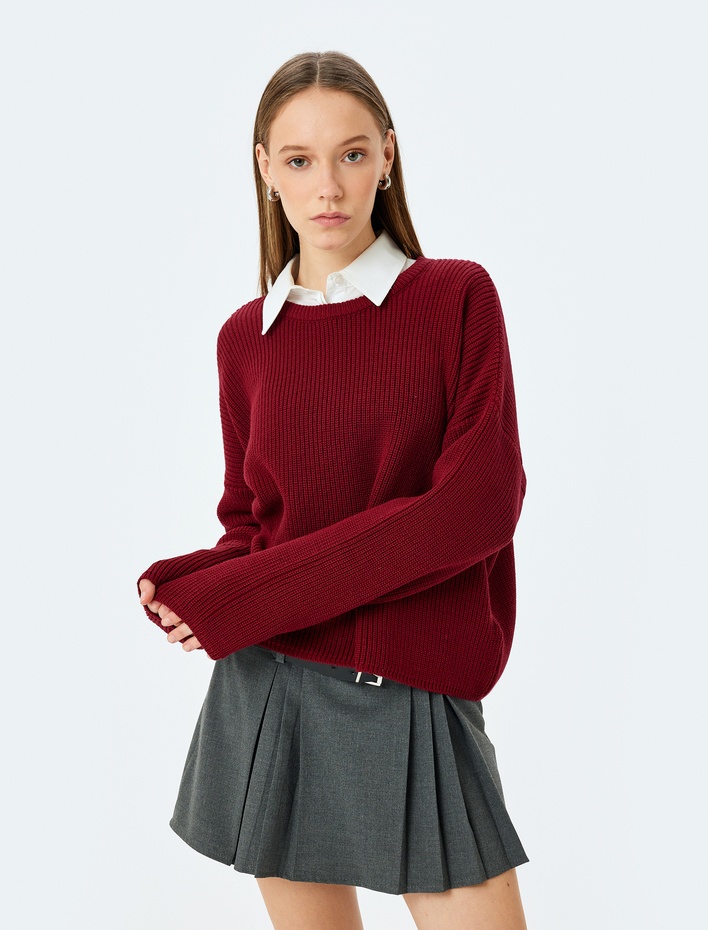  Basic Triko Kazak Yuvarlak Yaka Uzun Kollu Regular Fit