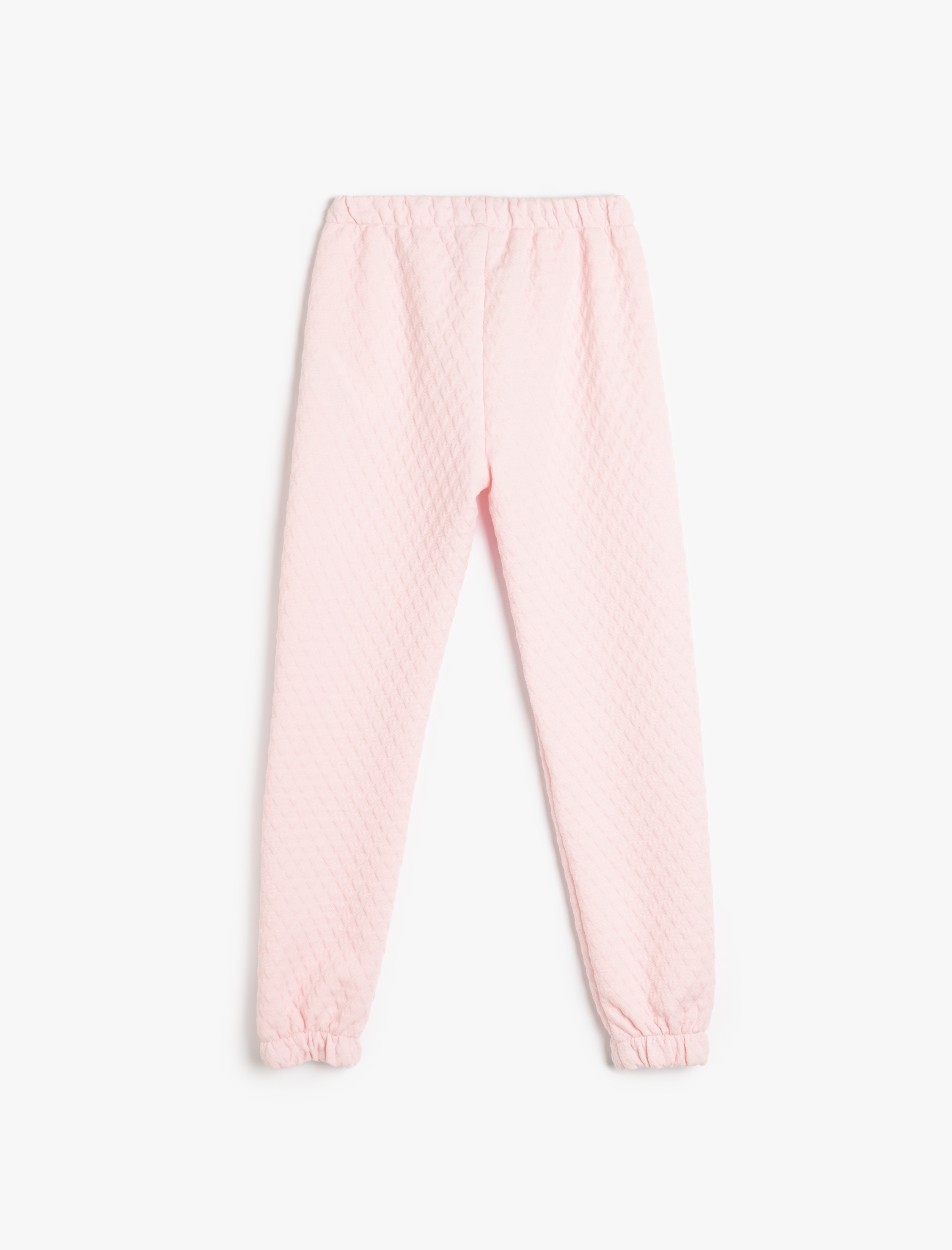  Kız Çocuk Beli Lastikli Dokulu Jogger Eşofman Altı