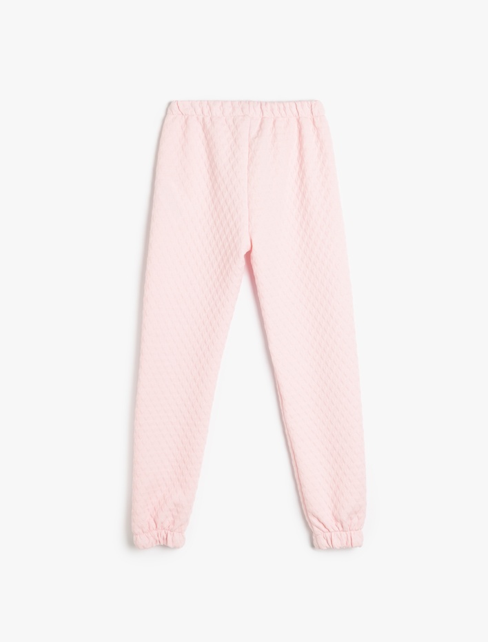 Kız Çocuk Beli Lastikli Dokulu Jogger Eşofman Altı