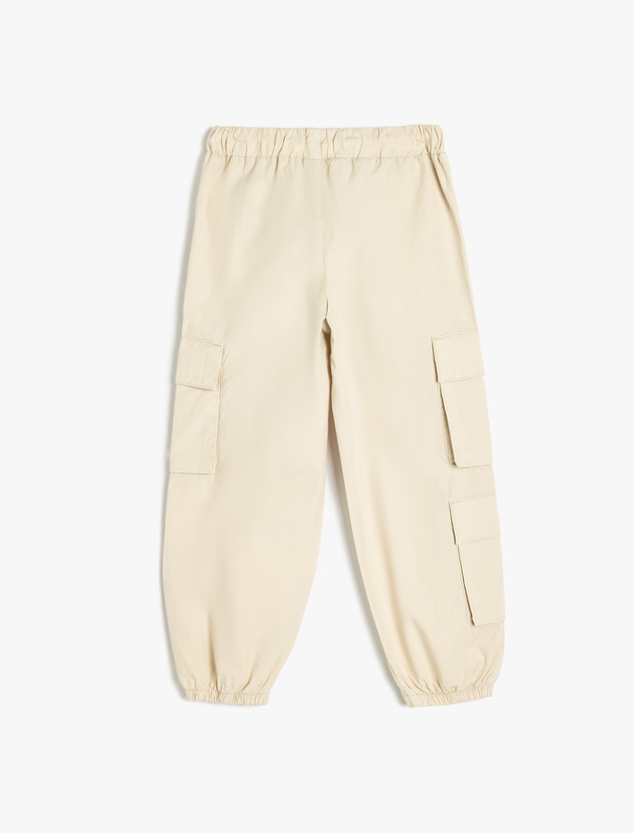 Erkek Çocuk Beli Bağcıklı Kapaklı Cepli Pamuklu Paraşüt Pantolon