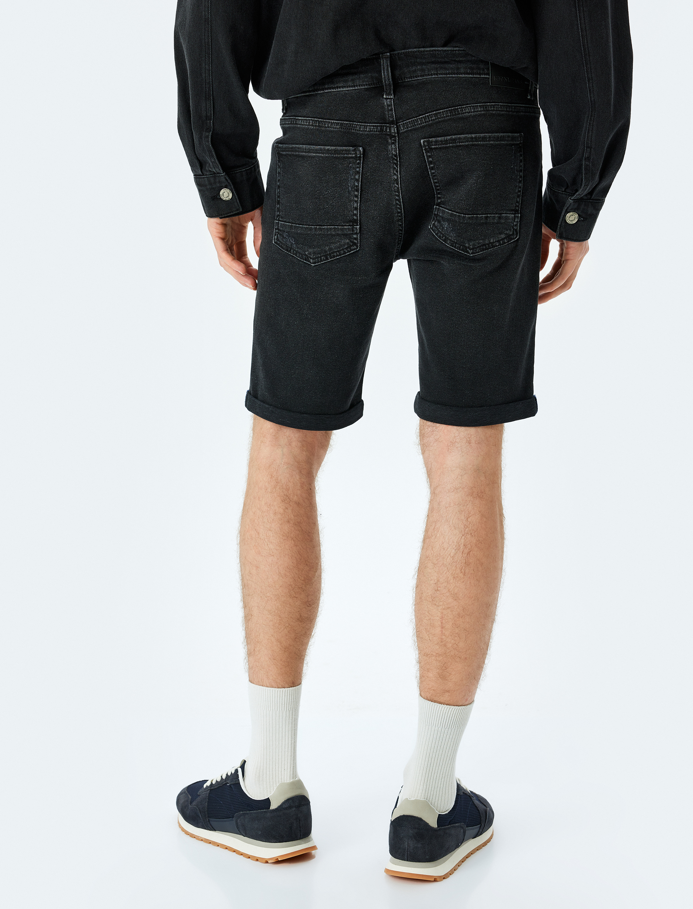   Normal Bel Slim Fit Bermuda Kot Şort