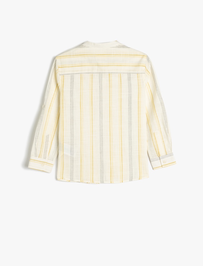 Erkek Çocuk Hakim Yaka Uzun Kollu Pamuklu Çizgili Gömlek