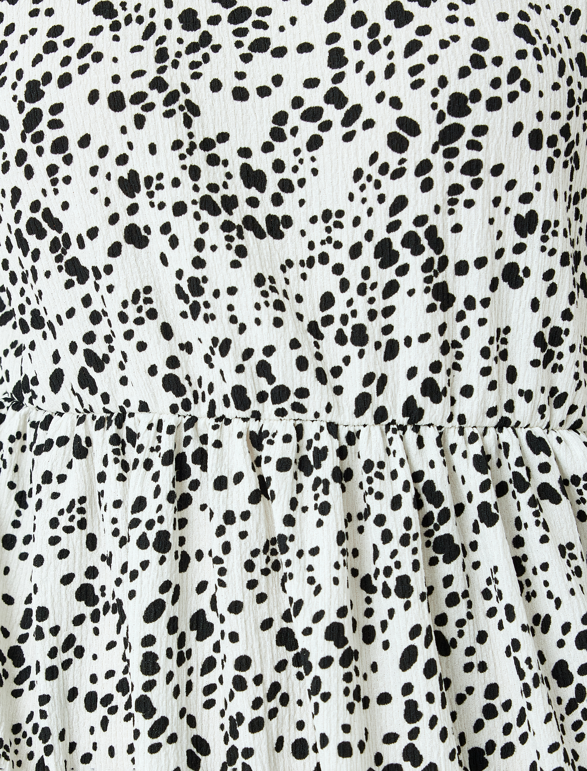   Volanlı Balon Kollu Mini Elbise Bürümcük