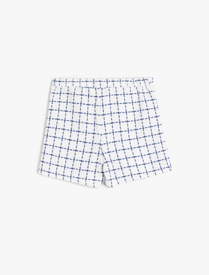 Kız Çocuk Ekose Desenli Pile Detaylı Tüvit Şort Etek