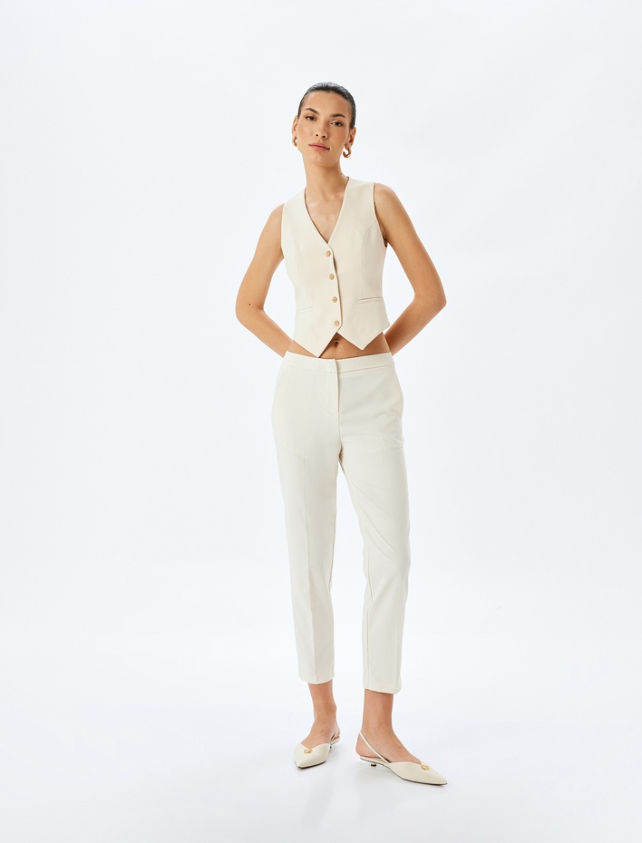  Slim Fit Cepli Cigarette Fit Kumaş Pantolon