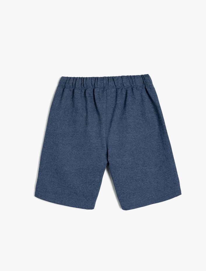 Erkek Çocuk Beli Bağlamalı Baskı Detaylı Pamuk Karışımlı Şort