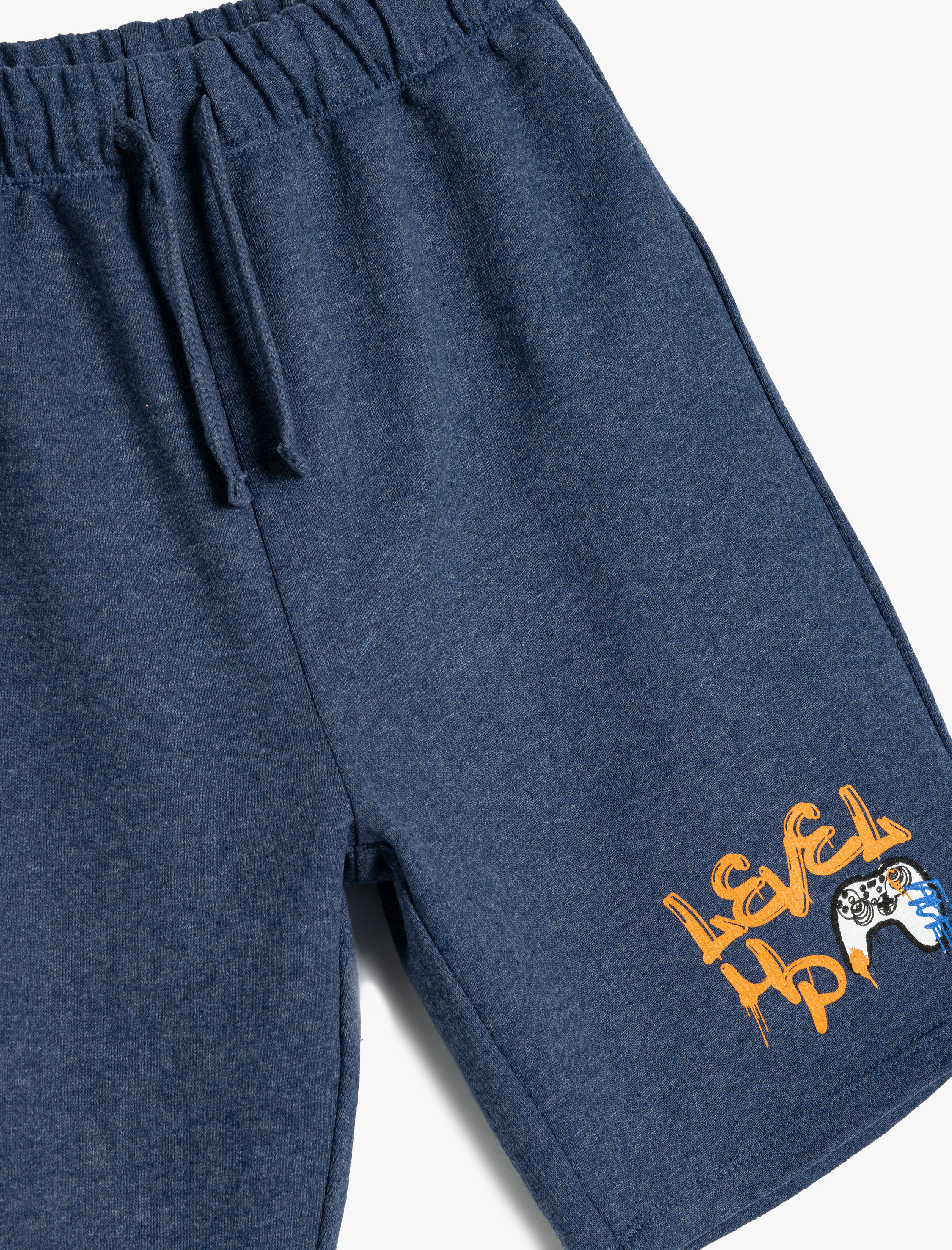  Erkek Çocuk Beli Bağlamalı Baskı Detaylı Pamuk Karışımlı Şort