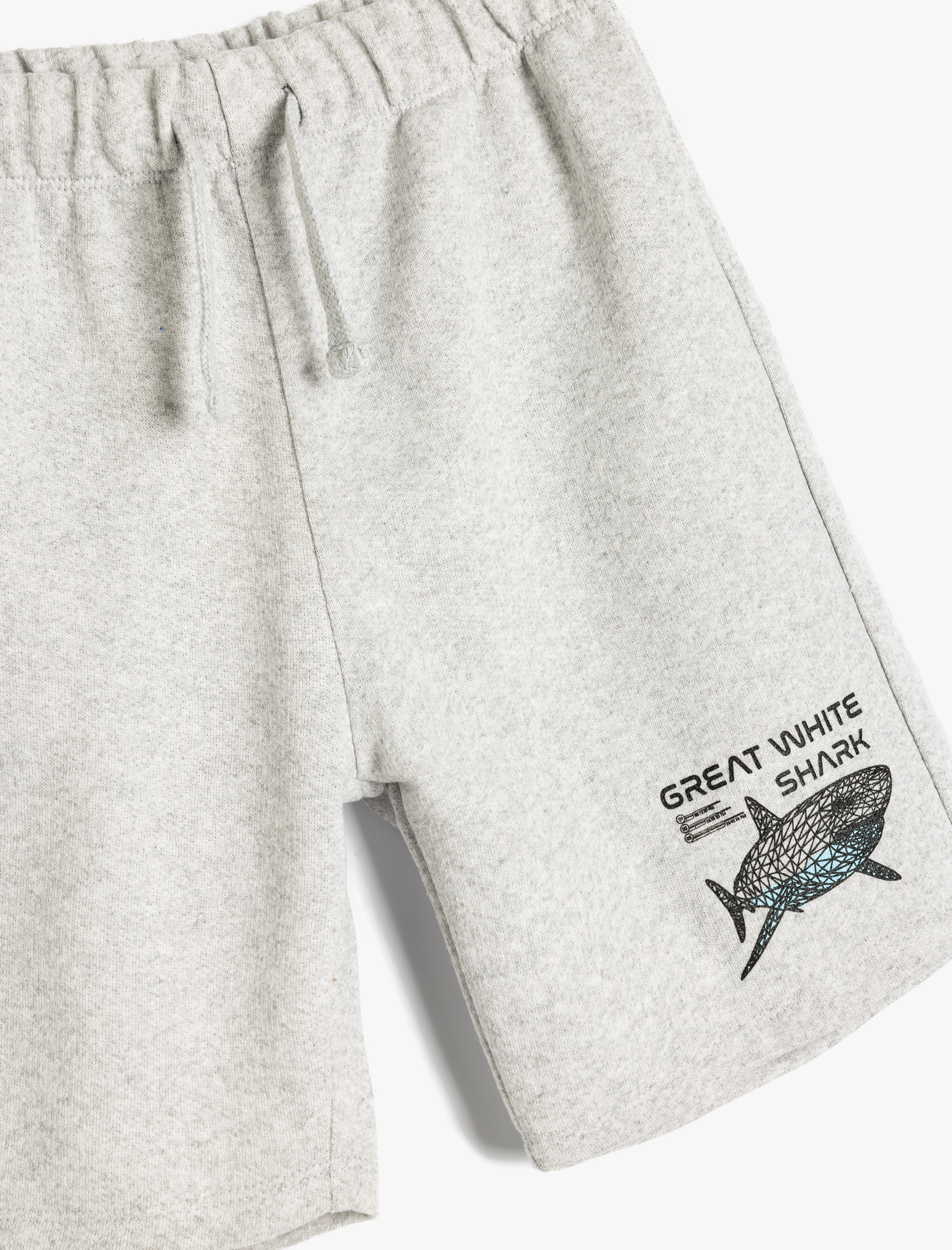  Erkek Çocuk Beli Bağlamalı Köpek Balığı Baskılı Şort