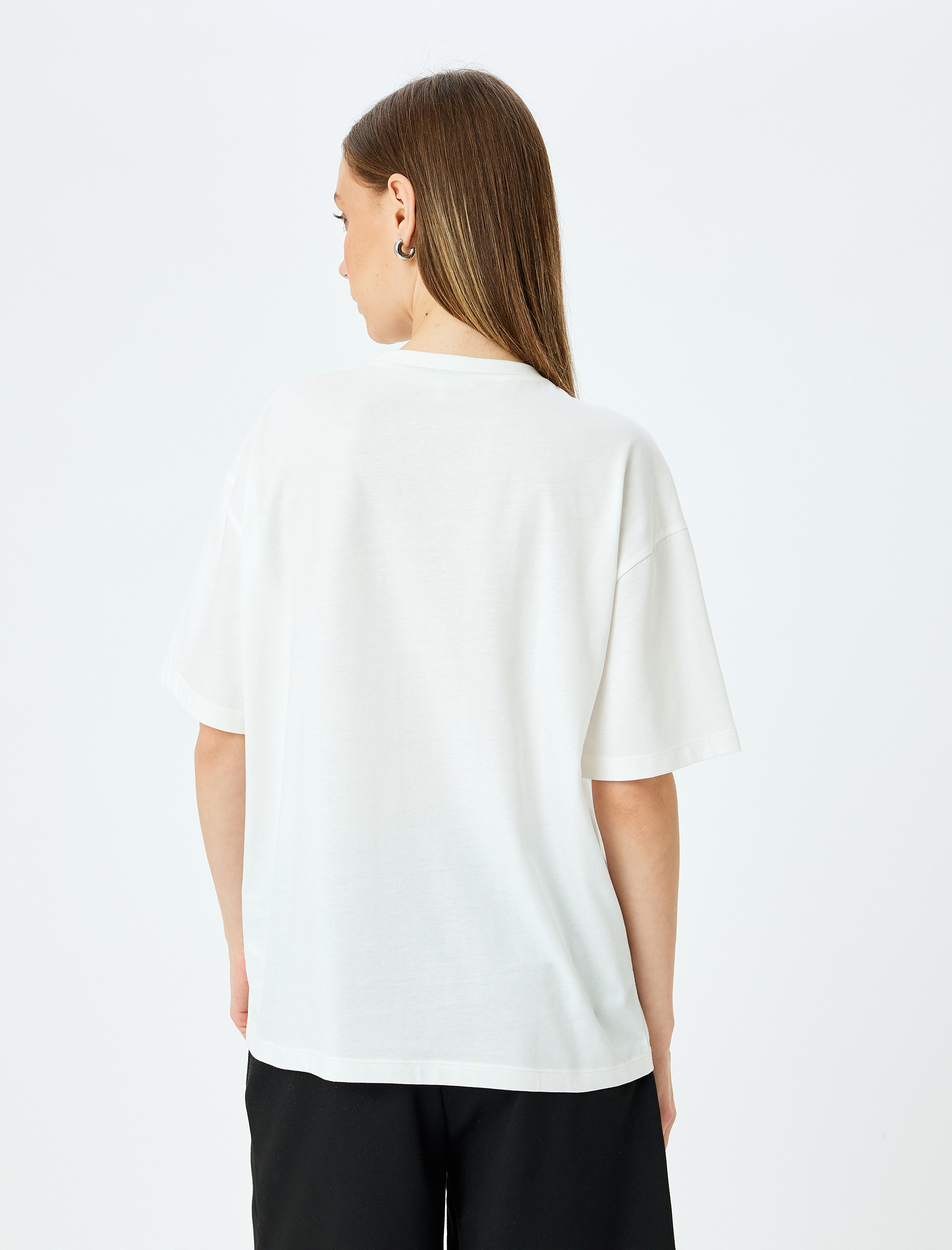   Bisiklet Yaka Kısa Kollu Baskılı Oversize Anime Tişört