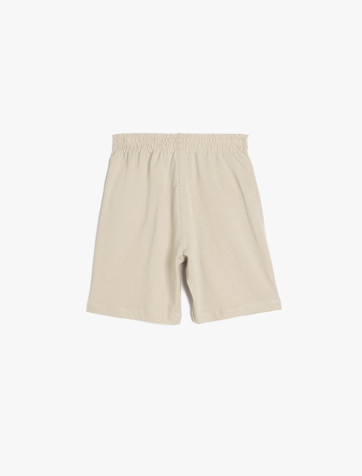 Erkek Çocuk Baskı Detaylı Beli Bağlamalı Pamuklu Şort