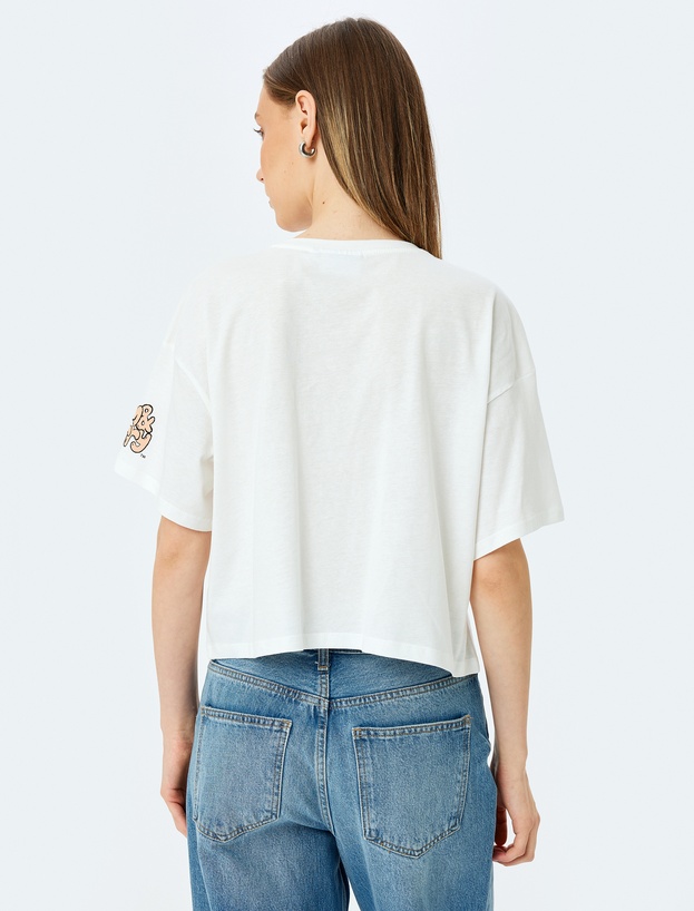 Tom ve Jerry Lisanslı Baskılı Oversize Crop Tişört_3