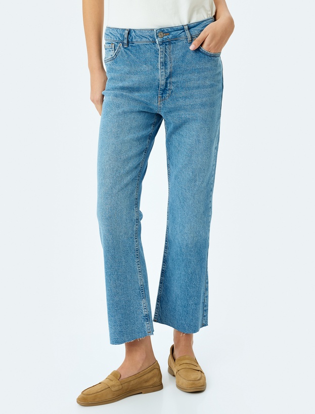 Crop İspanyol Paça Denim Pantolon - Kick Flare Jean_2