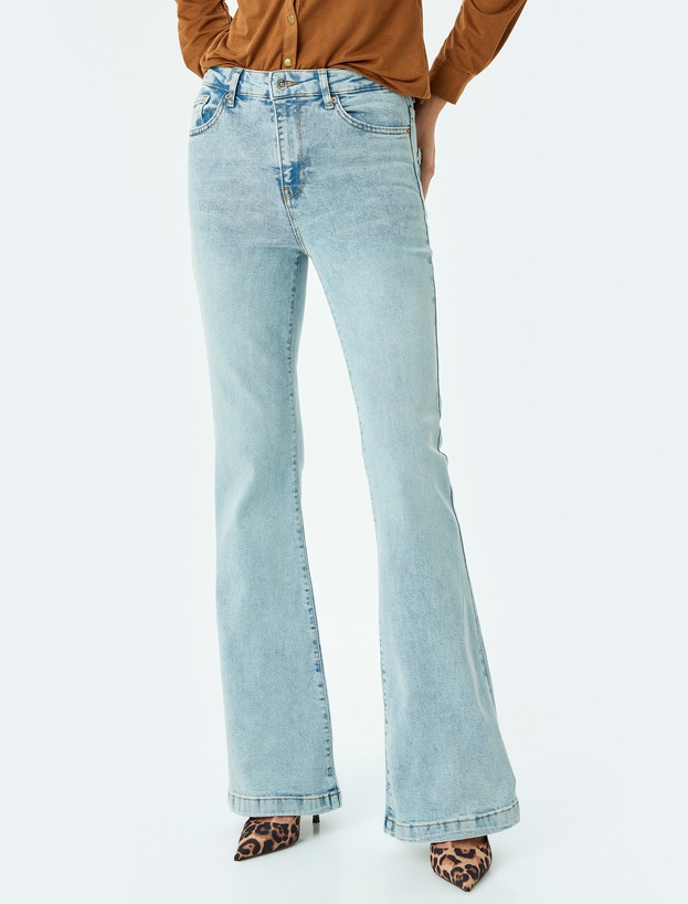 Yüksek Bel İspanyol Paça Denim Pantolon - Flare Jean_2