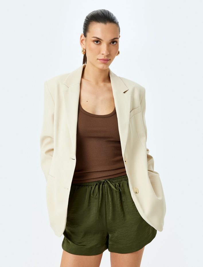  Beli Bağlamalı Cepli Mini Saten Şort