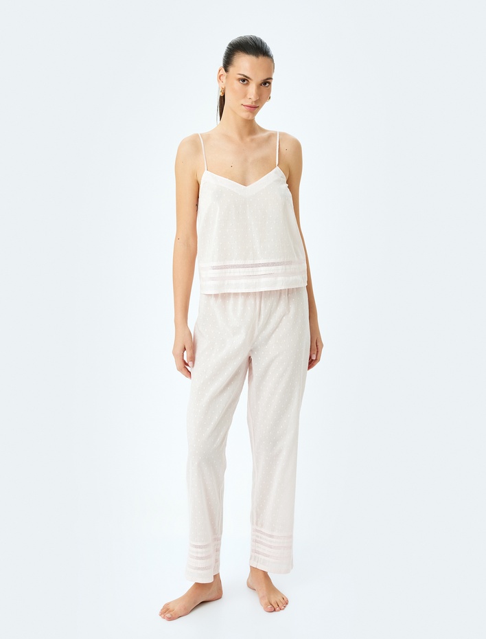  Fisto Detaylı Pamuklu Dokulu Pijama Altı