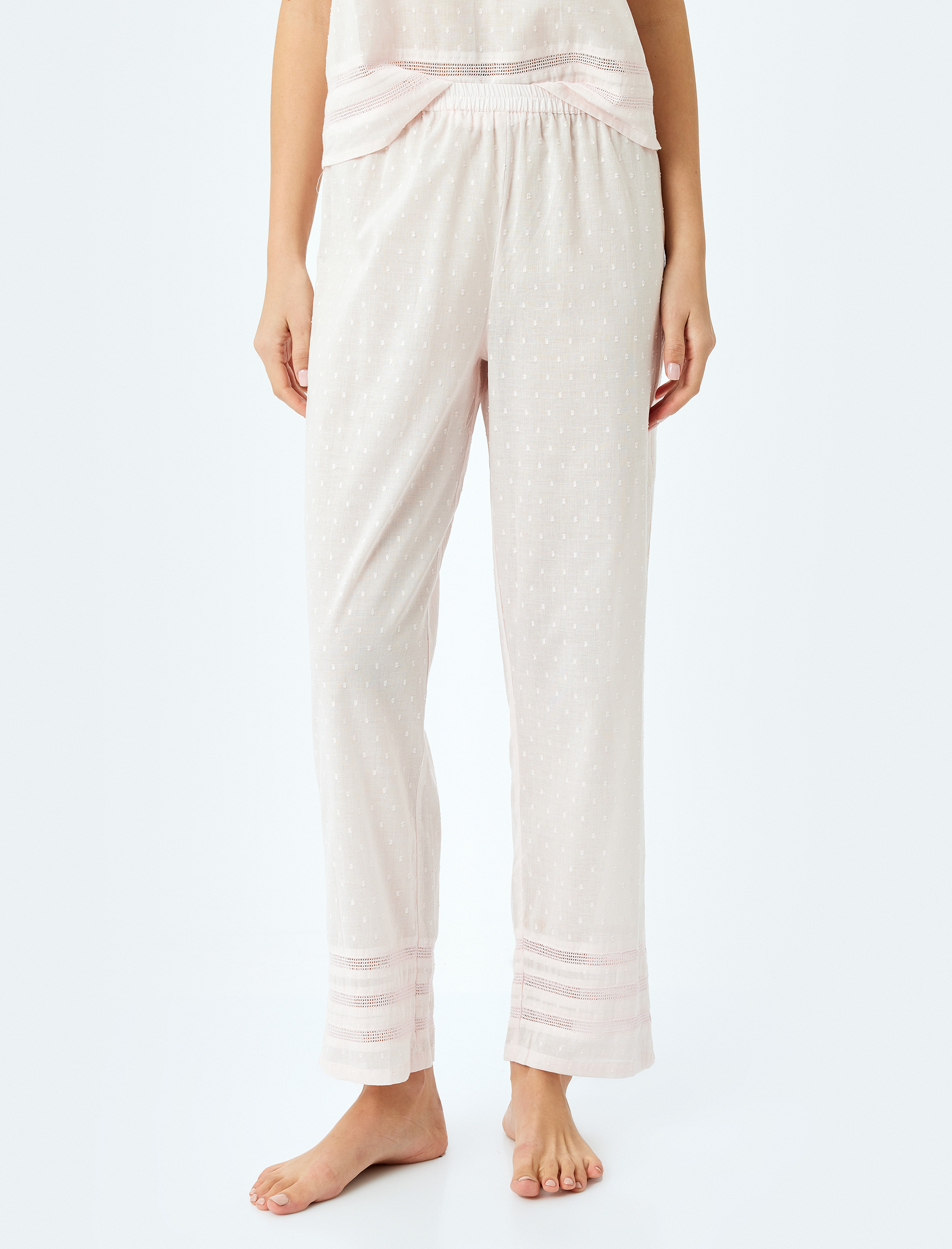   Fisto Detaylı Pamuklu Dokulu Pijama Altı