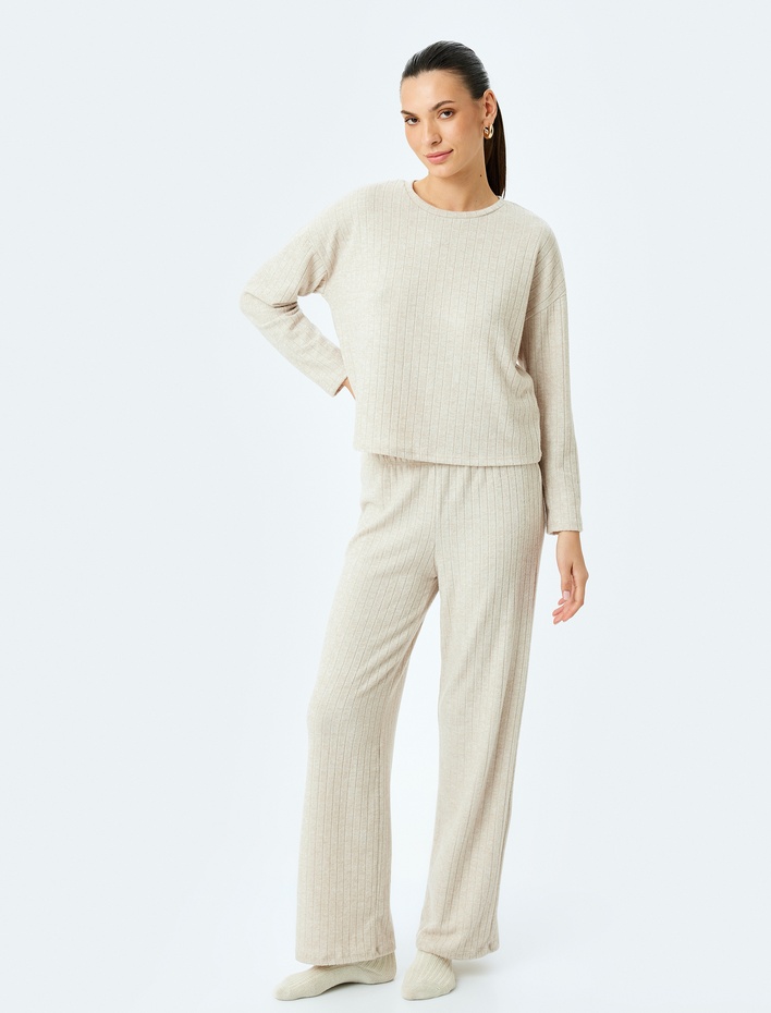  Rahat Kalıp Yumuşak Dokulu Bol Paça Pijama Altı