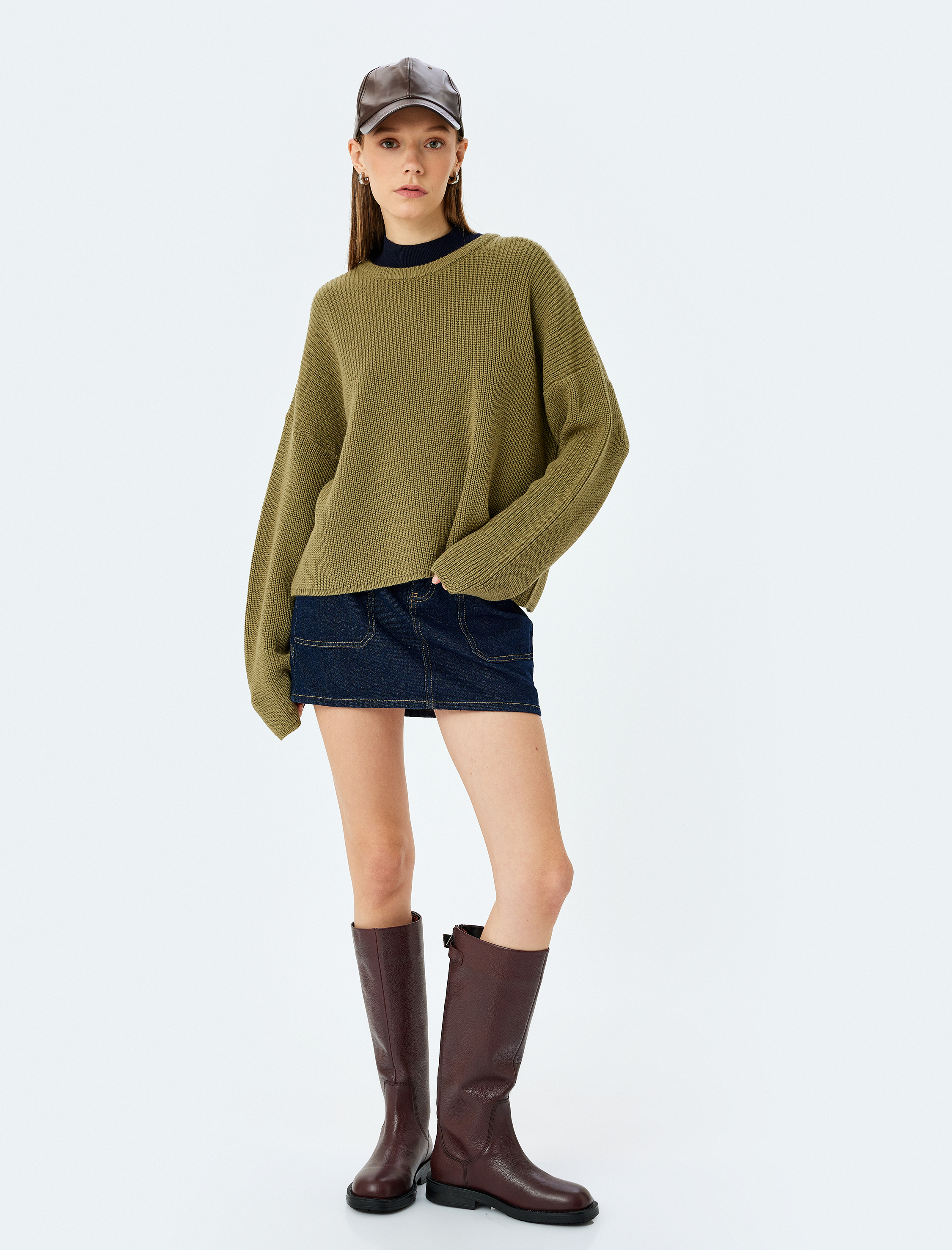 Basic Triko Kazak Yuvarlak Yaka Uzun Kollu Regular Fit