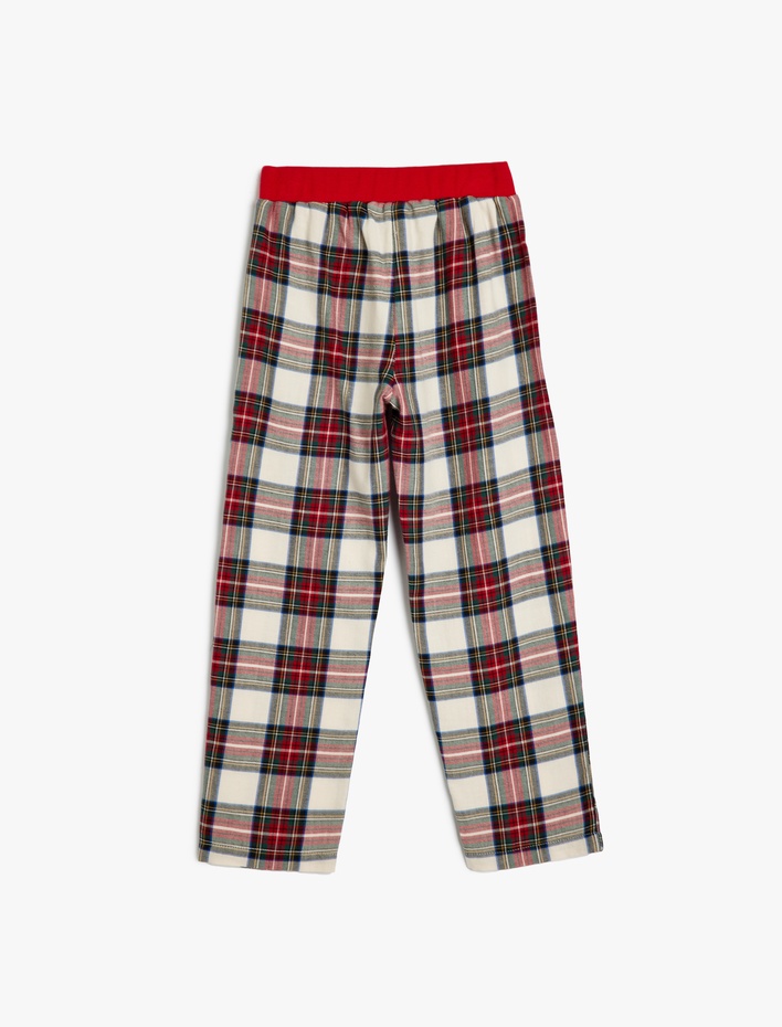 Erkek Çocuk Beli Lastikli Pamuklu Ekoseli Pijama Altı