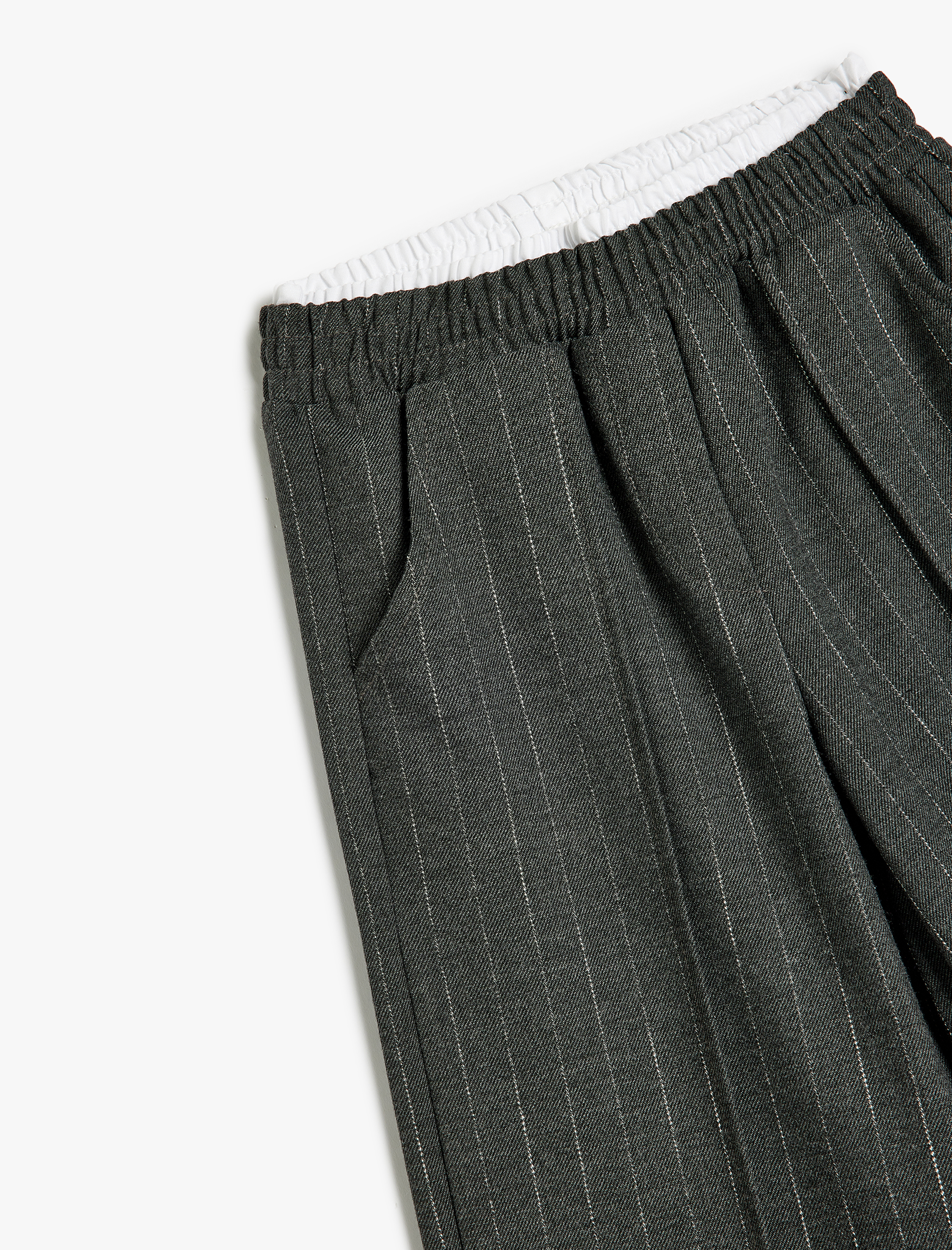 Kız Çocuk Beli Lastikli Çizgili Bol Paça Pantolon