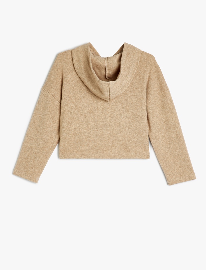 Kız Çocuk Viskon Karışımlı Kapşonlu Uzun Kollu Sweatshirt